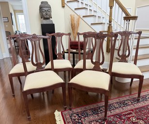 Henkel Harris Lyre Back Chippendale Style Dining Chairs