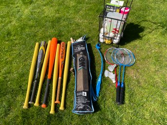 Sporting Equipment Including Bats, Balls, Badminton Racquets & Cricket Set