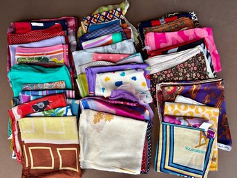 Collection Of Over 50 Vintage Silk & Cotton Scarves