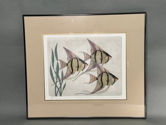 Vintage Leo P Donohue 'Angel Fish' Pencil Signed & Numbered Hand Pulled Etching
