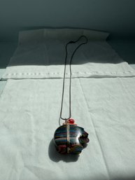 Rainbow Calsilica Medicine Bear By Zuni Emery Eriacho With Sterling Silver Necklace