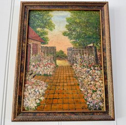 J.F. Levering, 'English Garden' 1926 Oil On Board