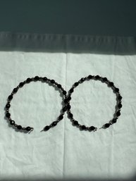 Pair Of Vintage Black Faceted Glass Bead Bracelets