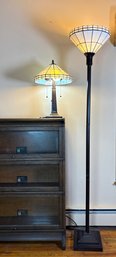 Mission Arts And Crafts Style Floor And Desk Lamp Pair