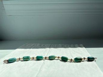 Turquoise-colored Beaded Bracelet With Sterling Silver