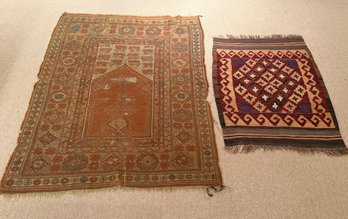 Two Small Vintage Kilim Area Carpets