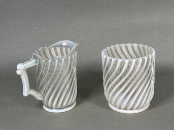 Antique 1889 Beatty & Sons Opalescent Creamer & Vase/Sugar Bowl
