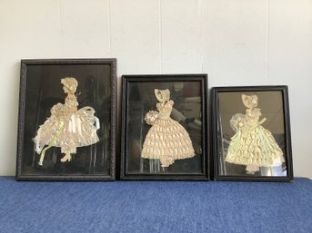 Framed Ribbon Dolls Set Of 3