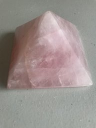 Rose Quartz Pyramid . 3 Inch Tall, Base 3 1/2 Inch By 3 1/2 Inch