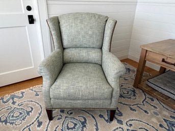 Beautifully Upholstered Wing Back Chair In Armadel Teal By Sherrill Furniture - Made In USA
