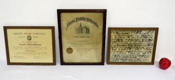 3 Akron Ohio Art Deco Era High School Graduation Certificates And Class Photograph