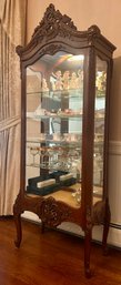 Vintage Ornate Rococo Style Wood Curio Cabinet