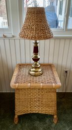 Wicker Side Table & Coastal Style Table Lamp