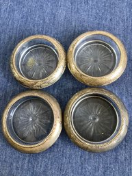 Frank M Whiting And Co Sterling Trimmed Glass Coasters