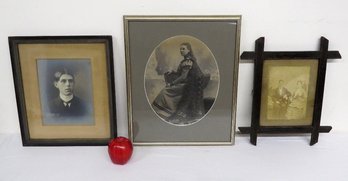 Lot Of 5 Victorian Era Photograph Portraits - Look At Her Tresses!