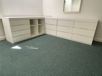 Custom White Bedroom Corner Dresser With Built In Hamper