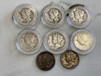 Lot Of 8 - U.s. Mercury Dimes #163