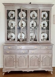 Ethan Allen Coastal Driftwood Grey Provincial China Cabinet