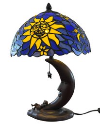 Meyda Tiffany Sun Moon & Stars Table Lamp  Celestial Stained Glass  17 Tall