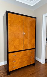 Stickley Furniture John Widdicomb Collection Tiger Effect Parquetry Pattern Veneer Armoire Cabinet