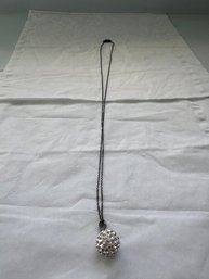 Sterling Silver Pave Crystal Disco Ball Necklace