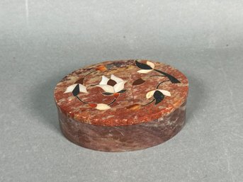Stunning Alabaster Inlaid Keepsake Box, Made In India
