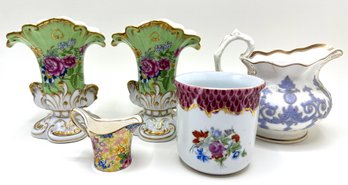 Vintage Porcelain Floral Vases, Pitcher & Creamer By Royal Winton, Chelsea House & More