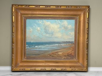Frank P Corso 'Jetty Beach' Signed Original Seascape Painting
