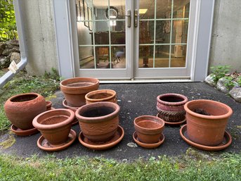 Terracotta Pot Group - Nicely Weathered And Patinated