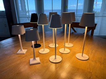 Mixed Group Of Cordless Battery Powered Metal Table Lamps