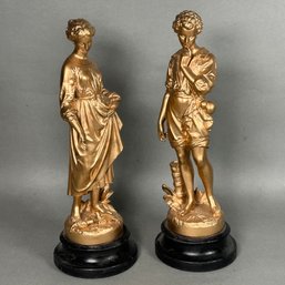 A Pair Of French Bronzed Victorian Sculptures