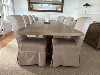 Eight Slipcovered Dining Chairs