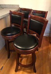 Set Of 4 Padded Back Counter Swivel Bar Stools