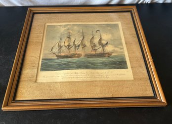 Collectible Antique Print Depicting The Battle Between Philip Bowes Vere Broke And An American Ship
