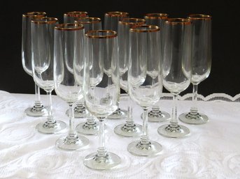 Statement Of Elegance Gold Rimmed Champagne Flutes - Set Of 12
