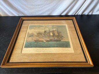 Collectible Antique Print Depicting The Battle Between Philip Bowes Vere Broke And An American Ship.