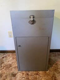 Vintage Steampunk Metal Cabinet Latching Top & Front Door With Key