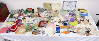 The Largest Grouping Of Silk And Cotton Vintage Hankies And Small Linen's You'll See In Years.