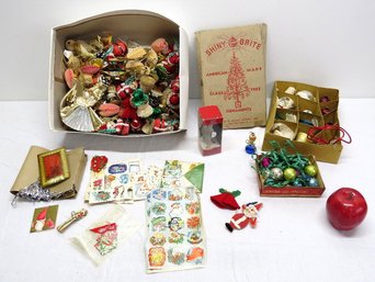 A Grouping Of Old Christmas Ornaments Including Shiny Brite, Japan, Goebel