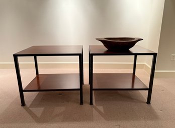 Pair Custom Parsons Industrial Style Side Tables