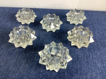 Avon Glass Starburst Candle Votives
