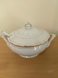 Ceramic Soup Tureen Lid Ladle & Plate