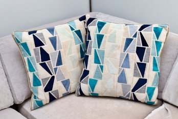 Lacefield Designs Blue And Teal Geometric Patterned Pillows