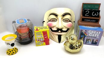 V For Vendetta Mask, Great Gays Mug, Disco Ball Duck, Wood Calendar & More