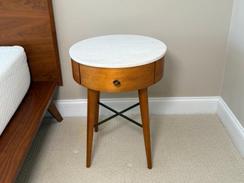 West Elm Penelope Round Marble-top Nightstand Table