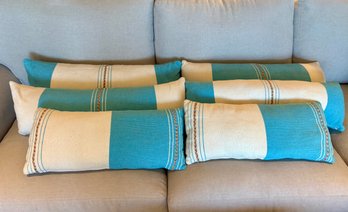 Six Turquoise & White Throw Pillows