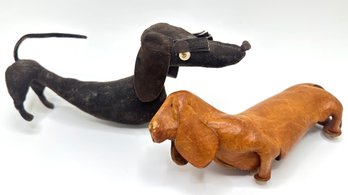 Vintage Leather & Suede Dachshund Dogs Stuffed Animals