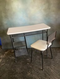 Mid Century Loroman Metal Base Desk With Chair