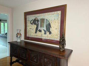 A Stunning Pichwat Hand Painted Elephant Painting On Cloth, Made In India