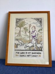 Framed Embroidery 'The Lord Is My Shepherd I Shall Not Want'